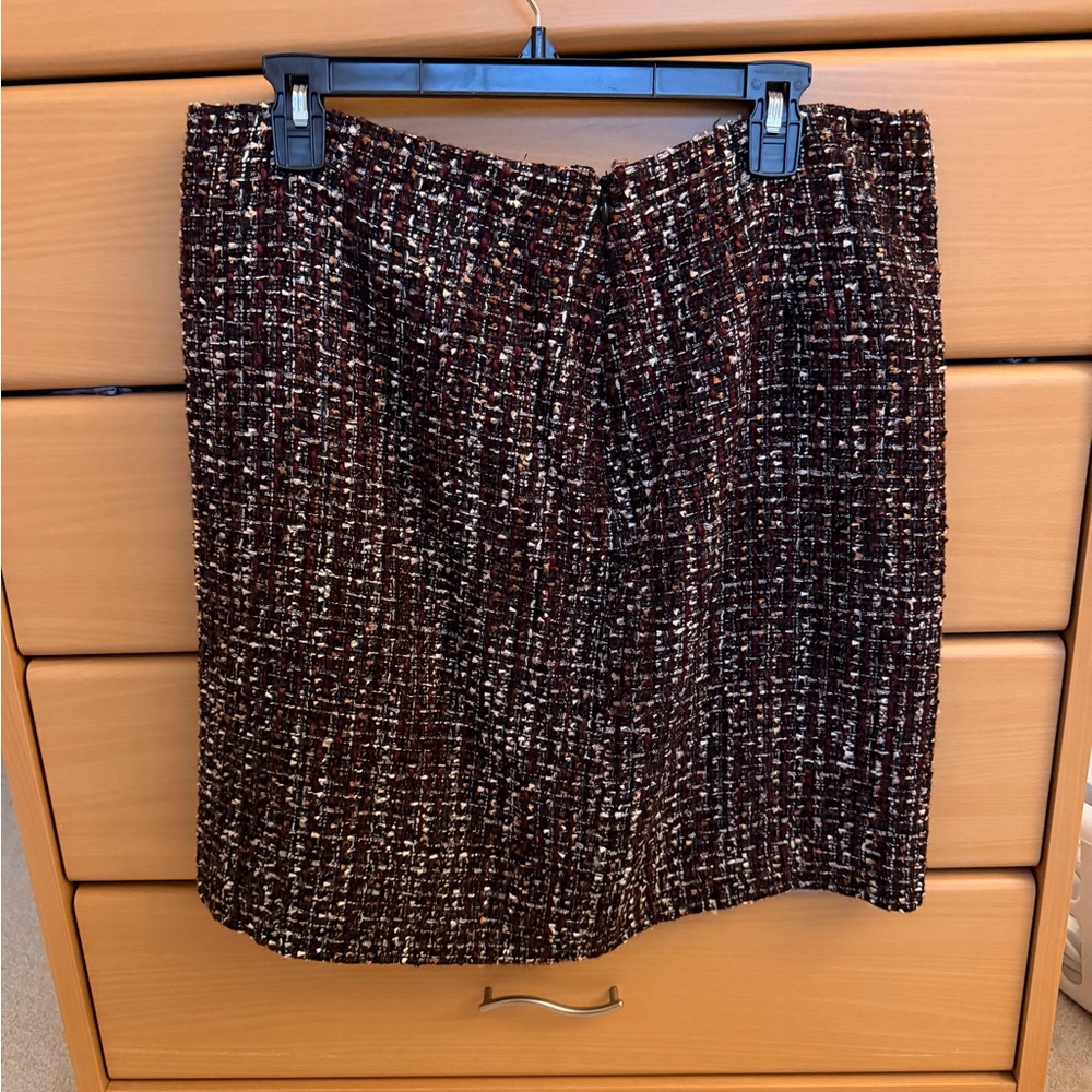 Calvin Klein Black and Brown Tweed Pencil Skirt